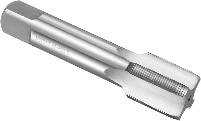 uxcell Hand Plug Tap M34 x 1.5 H2 Metric Thread Plug Style Taps Straight Flute Screw Tapping Threading Tool High Speed Steel HSS6542