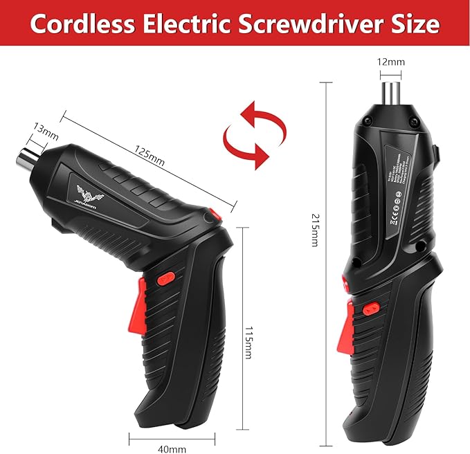 Power Screwdriver Cordless, JENABOM Screwdriver Bits Set Rechargeable, 3.6V Li-ion 3.5N쨌m Max Torque Electric Rotatable Drill Screwdriver for Home Improvement DIY Project, 47 Pcs