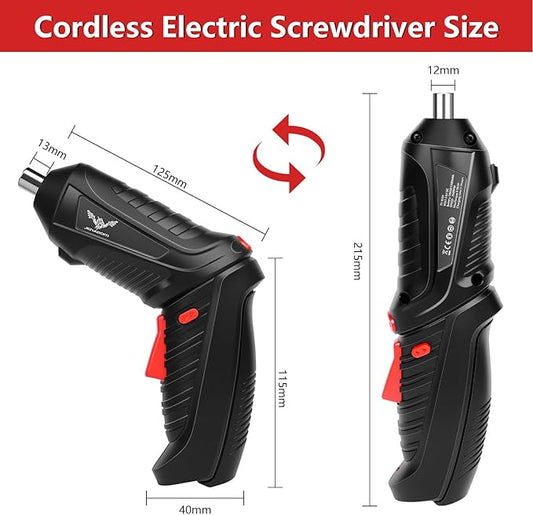 Power Screwdriver Cordless, JENABOM Screwdriver Bits Set Rechargeable, 3.6V Li-ion 3.5N쨌m Max Torque Electric Rotatable Drill Screwdriver for Home Improvement DIY Project, 47 Pcs