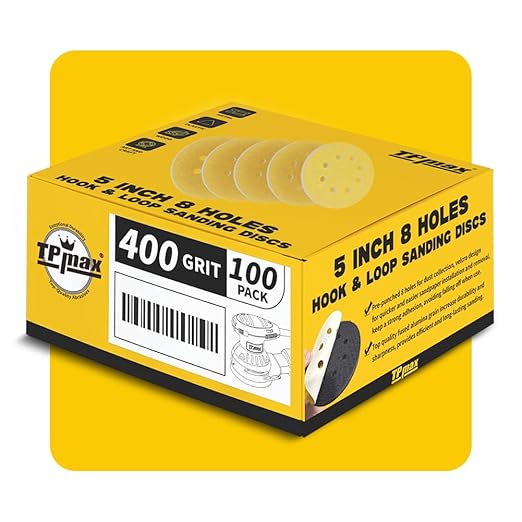 100PCS 5 Inch 400 Grit 125mm 8 Hole Sanding Discs Sandpaper - Premium Gold Round Hook and Loop for Random Orbital Sander - Ideal for Wood, Metal, Automotive