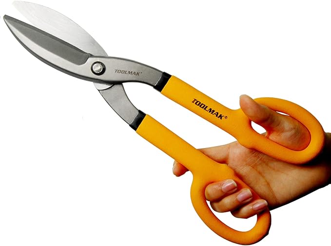 Tin Snips 12 Inch Straight Pattern Tinners Snips with Comfort Grip Sheet Metal Cutting Shears Heavy Duty