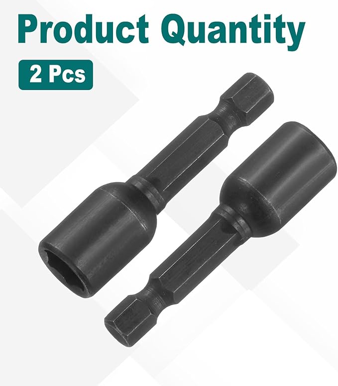 uxcell 2Pcs 1/4" Hex Shank 8mm Magnetic Hex Socket 48mm Length, CR-V Steel Quick-Release Impact Driver Socket Wrench Screw for Impact Drill Power Nut Setter
