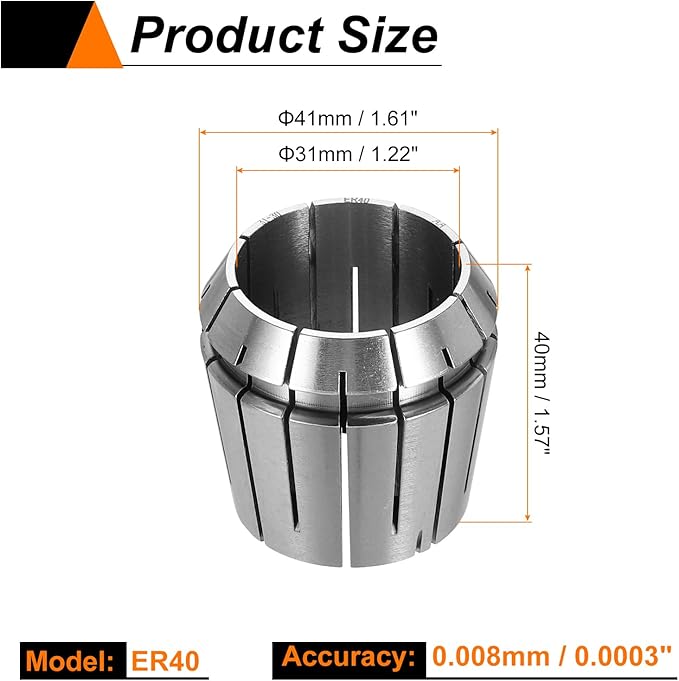 HARFINGTON Spring Collet Chuck ER40 31mm 65Mn Spring Steel Precision Router Collets for CNC Engraving Milling Lathe Tool