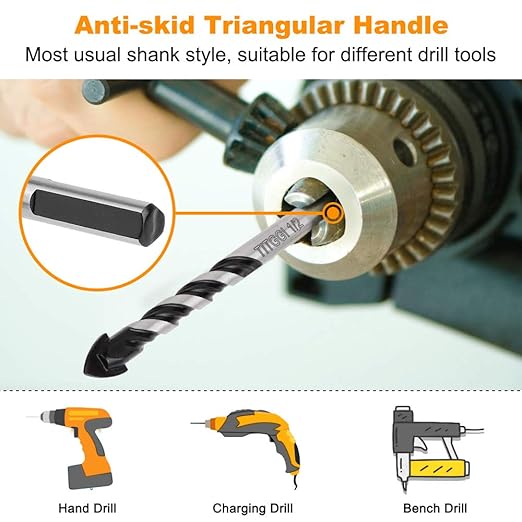 TITGGI Concrete Drill Bit & Masonry Drill Bit Set, Professional Drill Bit Set (5PCS) for Glass/Brick/Plastic/Cement/Wood/Tile/Etc, Industrial Strength Carbide Drill Bit Tip, 1/4"-1/2" by TITGGI