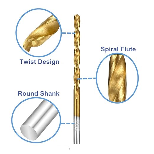 10PCS, 13/32", Titanium Coated Twist Drill Bits