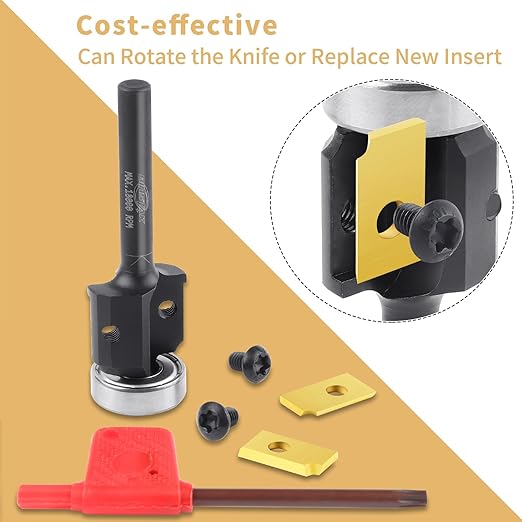 1/16" Radius Insert Roundover Router Bit 1/4" Shank, Replaceable Carbide Insert Edge Forming Roundover Bit Bead Rounding Over Edging Bit Wood CNC Router Bits