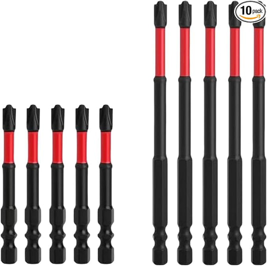 10PCS FPH2 Impact Screwdriver Bit Set, Length 65mm & 110mm, 1/4 Inch Hex Shank, Cross Slot Screw Driver Drill Bits Used Electricians