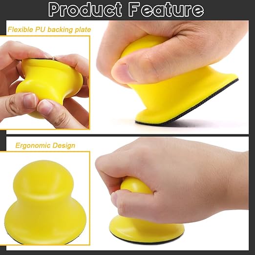 Glarks 92Pcs 3 Inch Hook and Loop Hand Sanding Block Round Sanding Pad Hook Backing Plate with 90Pcs Hook and Loop Sanding Disc Set for Craft, Woodworking, Furniture Repairing (3 Inch)