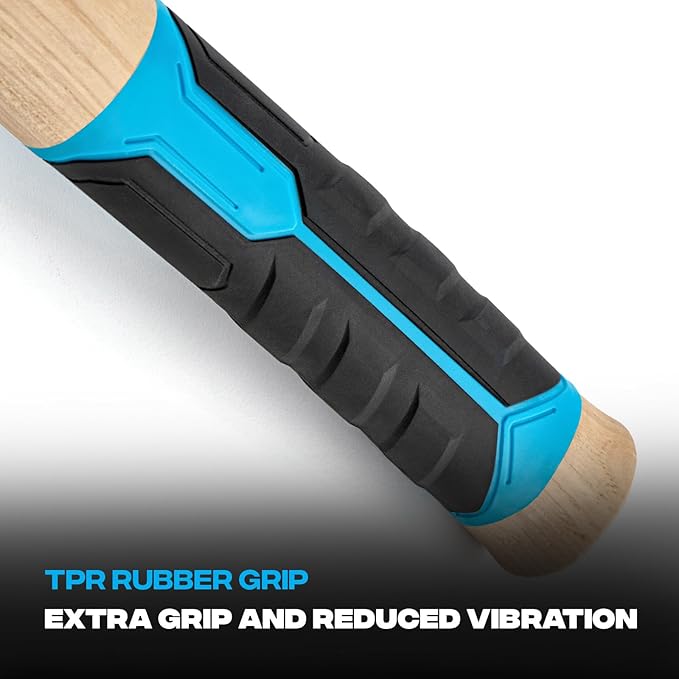 OX Tools Pro 22oz Straight Hickory Handle Hammer with TPR Rubber Hands Grip - Hickory Framer with Magnetic Nail Starter Milled Face Nail Puller Carpenter Hammer OX-P089322