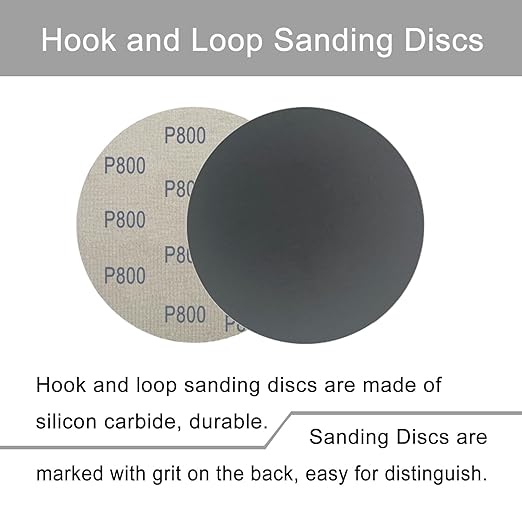 6 Inch 50 Pcs Wet Dry Sanding Discs Hook and Loop, 800 Grit Sandpaper Automotive Wood Metal Polishing & Sanding, Silicon Carbide Sand Paper for Random Orbital Sander (Grit 800)