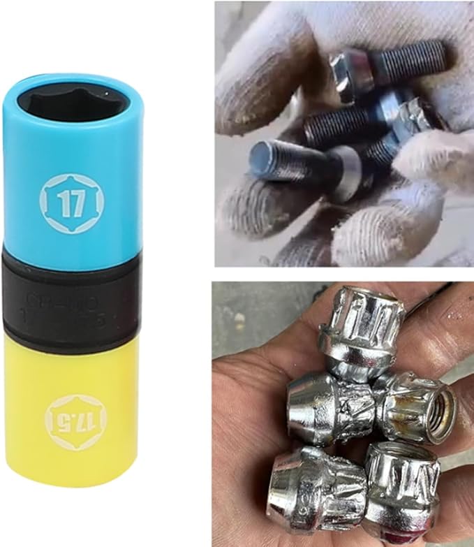 DPTOOL Half Size Lug Nut Socket Set 1/2??Drive Impact Flip Socket Set Metric 6 Point Non-Marring Thin Wall Double Ended Wheel Lug Nut Socket for Removal of Swollen, Dented and Deformed Lug Nuts