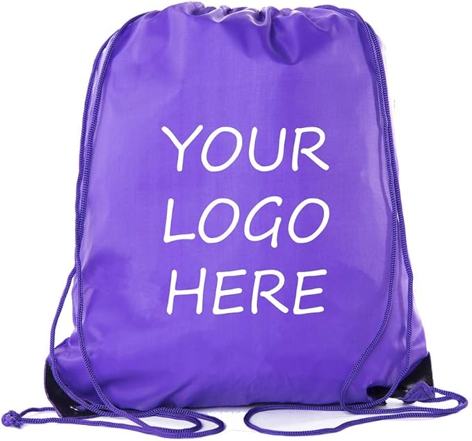 Mato & Hash Custom Bags With Your Logo | 100PK Promotional Drawstring Backpack - 100PK Purple CE2500