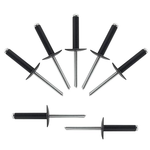 ALLCLEAN (80 pcs) 3/16 * 1" Large Flange Open End Black Aluminum Blind Rivets,4.8 * 25 Pop Blind Rivet
