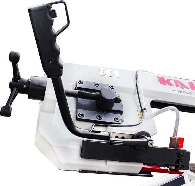 KAKA Mitering Metal Band Saw with 7.8 inch x 4.7 inch Cutting |45° Miter Angle, 1.1HP Motor for Steel and Aluminum, Auto Shut-Off Safety | BS-75G with Coolant System