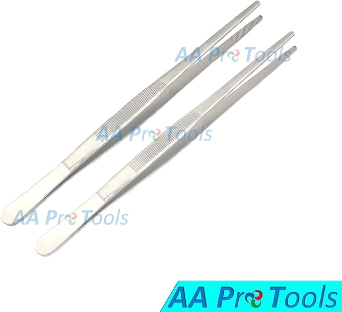 12-INCH STAINLESS STEEL TWEEZERS - TWO PACK A+ QUALITY