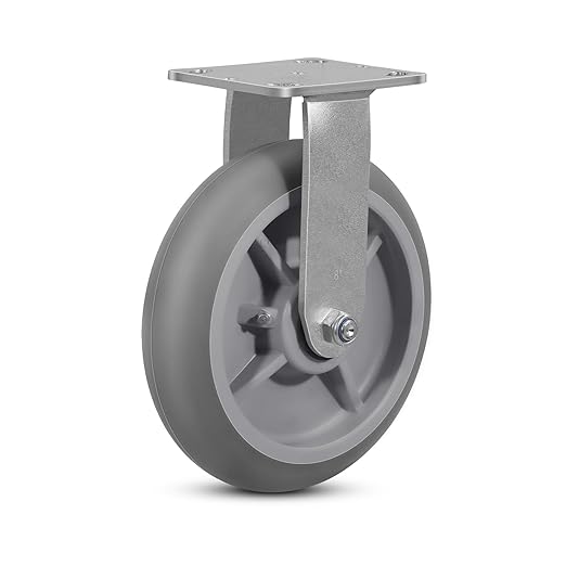 8inch Caster Wheels, Thermoplastic Rubber Wheels(Crown Tread), 700 Lbs Per Casters No Noise, Plate Caster for Furniture Platform Trucks Workbench (1 Pack Swivel)