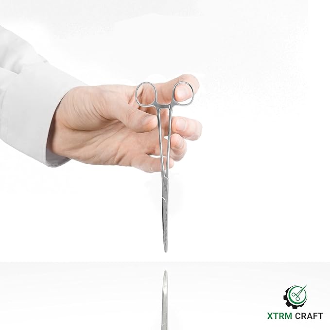 Pean Hemostat Straight and Curved Multipurpose Locking Tweezer Clamps Serrated, Stainless Steel - Hemostats for Nurses, Fishing Forceps, Crafts and Hobby