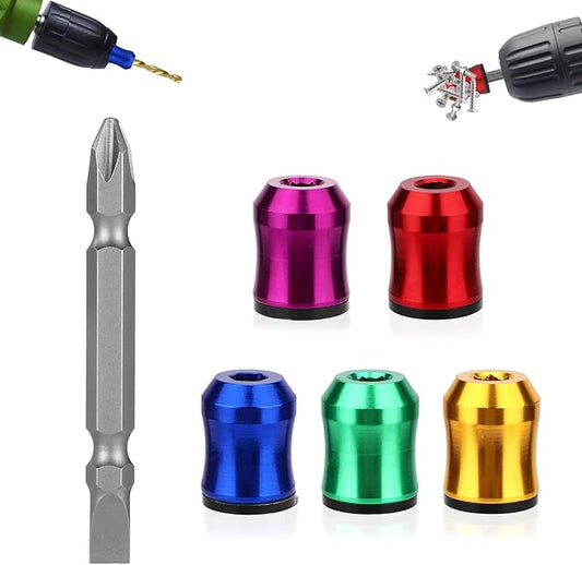 5pcs Strong Magnetic Screw Ring, 5 Colors Screwdriver Magnetic Ring with Double-Ended Screwdriver Bit Holder for Drill Tool Woodworking Maintenance Household Repairs