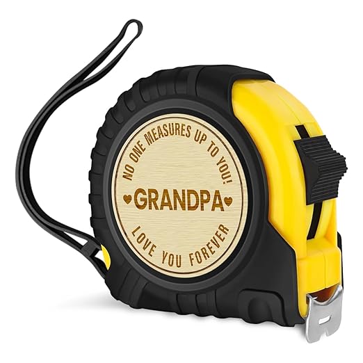 Grandpa Gifts Fathers Day Christmas Birthday Gifts for Grandpa Grandfather Tool Gifts Woodworker Gifts Carpenter Gifts for Grandpa No One Measures Up to You Engraved Tape Measure 25 FT