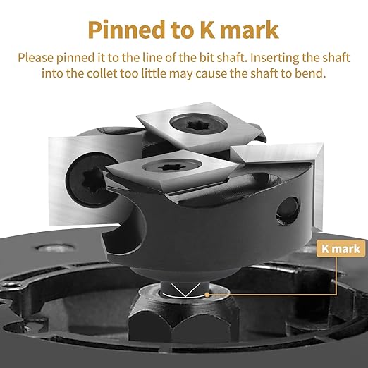 CNC Spoilboard Surfacing Router Bit 1/4" Shank, Slab Flattening Router Bit with 1-3/8" Cutting Diameter, 2+2 Flutes Insert Carbide Wood Planer Router Bits, Planing Bit for Woodworking