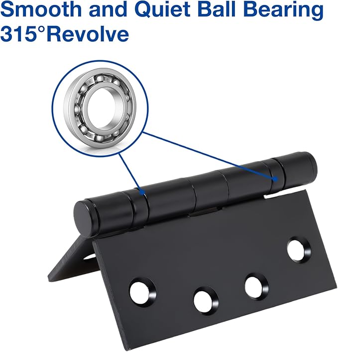 2 Pack Black 4 Inch Heavy Duty Commercial Ball Bearing Door Hinges