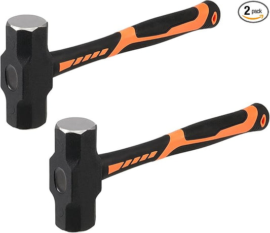 2 Piece 15 Inches 4lb Sledge Hammer,Small Sledge Hammer with Fiberglass Handle, Heavy Duty Slugging Hammer Demolition Hammers, Shock-resistant