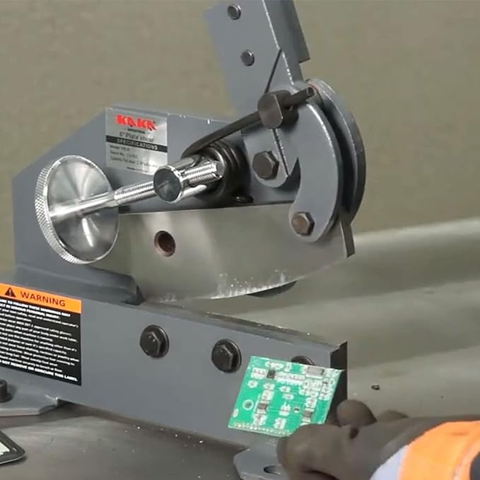 KAKA INDUSTRIAL Sheet Metal Cutter - 10 inch Manual Plate Shear HS-10 | 0.51 inch Round Steel Capacity | Bench-Mount Throatless Design