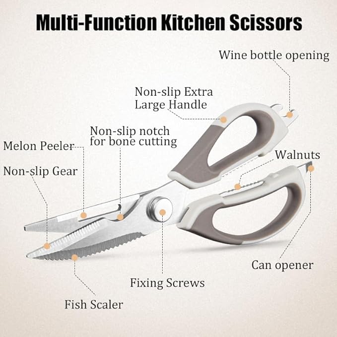 2 Pcs Heavy Duty Kitchen Shears with Magnetic Holder for Fridge, Multi-function Kitchen Magnetic Scissors for Food - Come Apart Design, Rust-Resistant (White and Green)