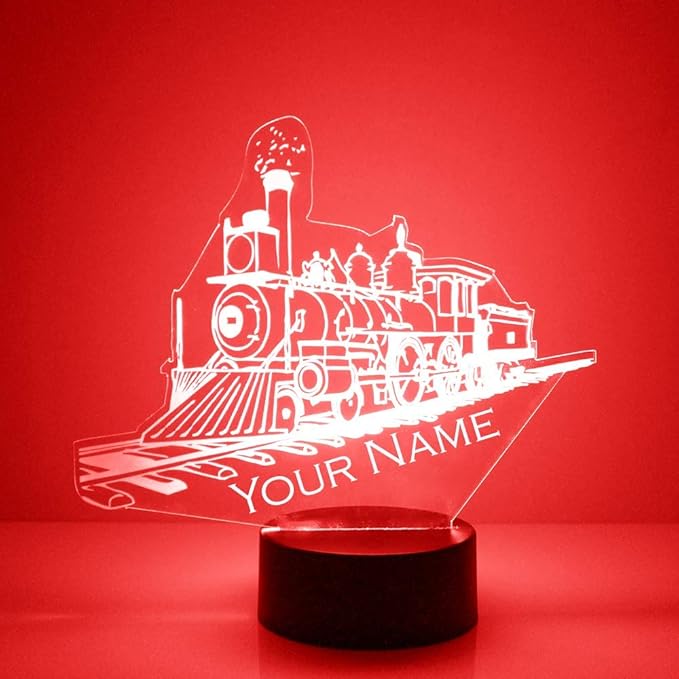 Transportation Custom LED Sign Night Light Lamp with Remote, Light Up Display with Personalized Name or Image, Customized and Made in The USA, Clear Acrylic Design Home Decor with 16 Colors, 4 Modes