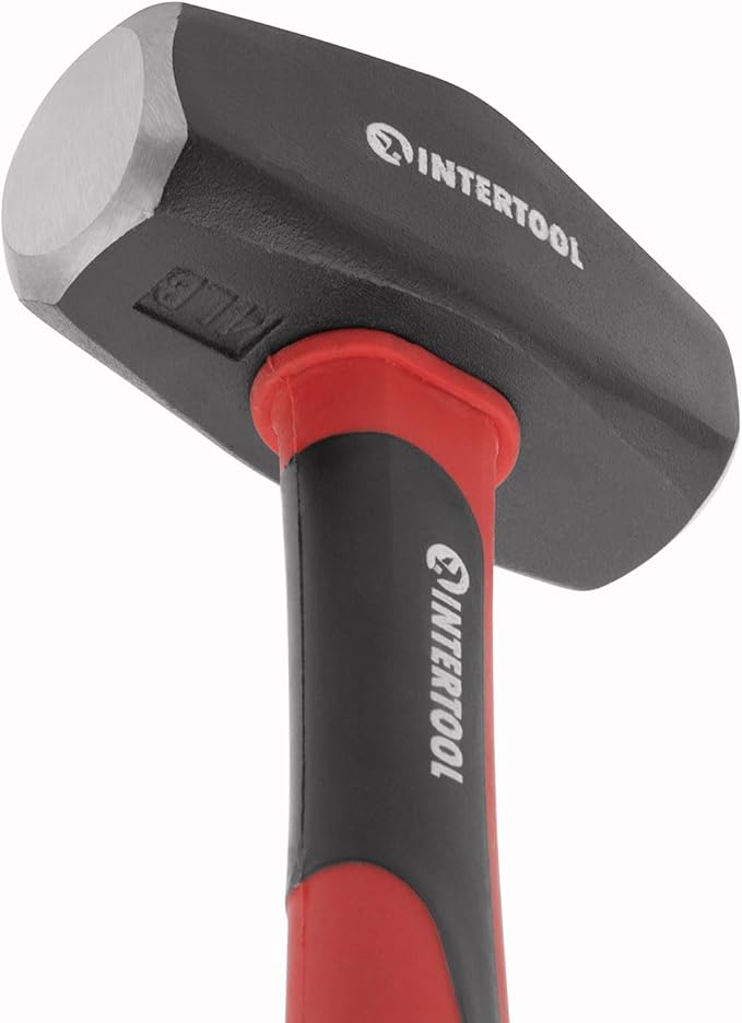 INTERTOOL 4 lbs Small Sledge Hammer | Drilling/Crack Mini Sledgehammer with Heavy-Duty Steel & Shock Absorbing Non-Slip Fiberglass Handle | HT08-0247
