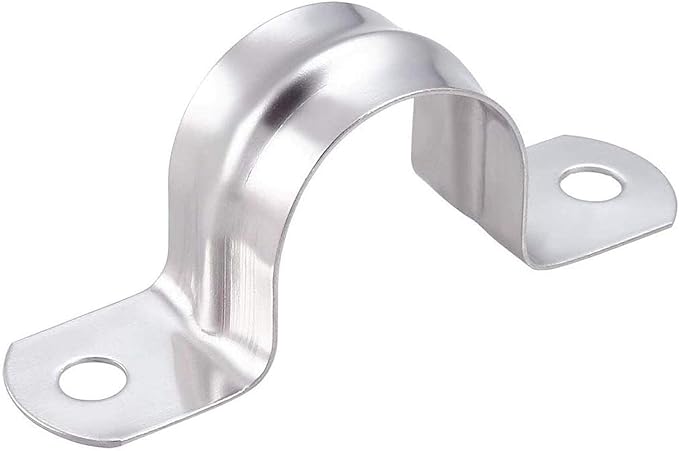 50 Pcs 1/2inch Rigid Pipe Strap,Two Hole Stainless Steel Strap U Bracket, Widened Tube Strap Tension Clip Assortment Kit Heavy Duty Pipe Clamp（20mm）