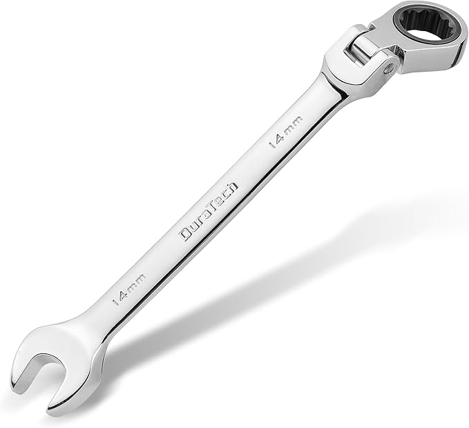 DURATECH 14mm Flex-Head Ratcheting Combination Wrench, Metric, 72-Tooth, CR-V Steel