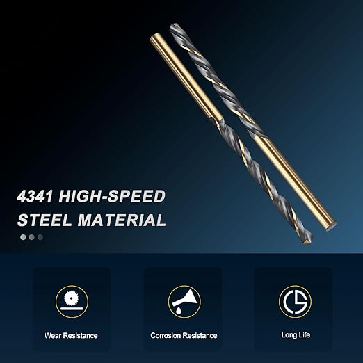 PATIKIL 4mm Drill Bit, Jobber Straight Shank 4341 High-Speed Steel 118째 Black and Gold Finish for Medium-Hard Metal Steel Acrylic - 2 Pack