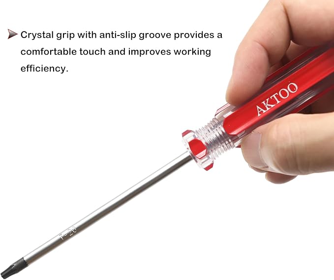 AKTOO 2PCS T20 Torx Screwdriver, 4inch Torx Driver Star Bit Screwdrivers for Computer Repairing, Automobile Tools and Home Appliances