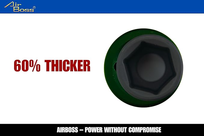 AirBoss 33MM 1" Drive CR-MO Steel DEEP 6 Point Radius Corner Design Chamfered Opening 1" Impact Socket