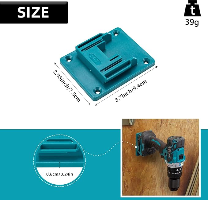 20 Packs Tool Holder and Battery Holder for Makita 18V Mount Wall Drill Holders Dock Hanger with 60 Screws(No Tool,NO Battery)
