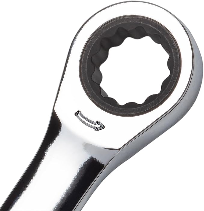 GEARYTE Ratcheting Wrenches - 12-Piece Ratchet Wrench Set Metric, Durable Speed Wrench Set 8-19mm, Made from Chrome Vanadium Steel, 72-Point, Includes Roll Up Case, Silver