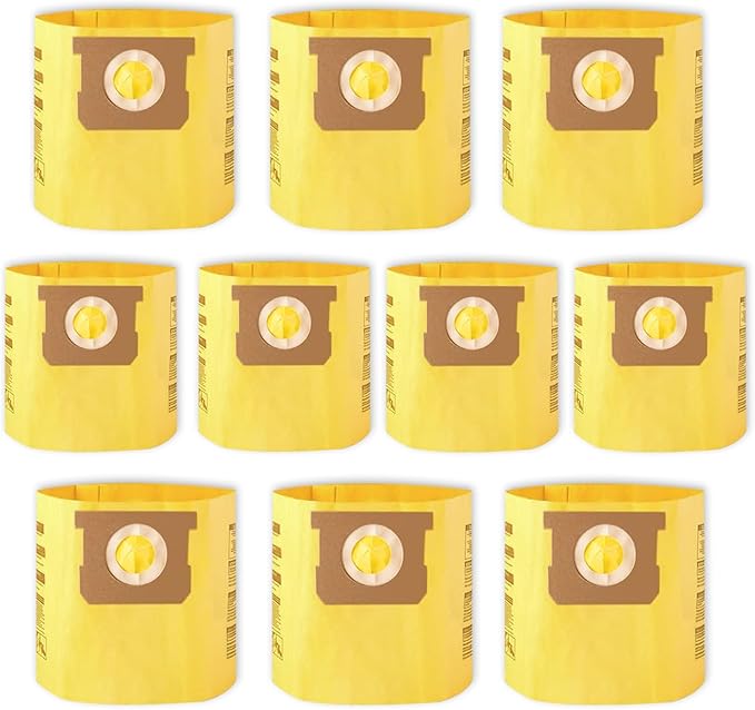 10 Packs Type D High Efficiency Filter Bags for 4 Gallon Wet/Dry Vacuums, Part #91964