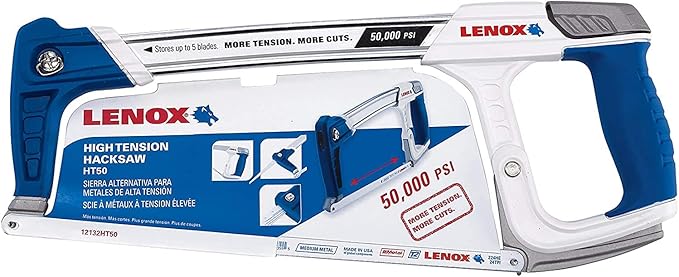 LENOX Tools High-Tension Hacksaw, 12-inch (12132HT50) (Metal/Improved Version)