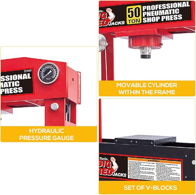 50 Ton H-Frame Hydraulic Shop Press with Floor Press Plates for Garage Shop