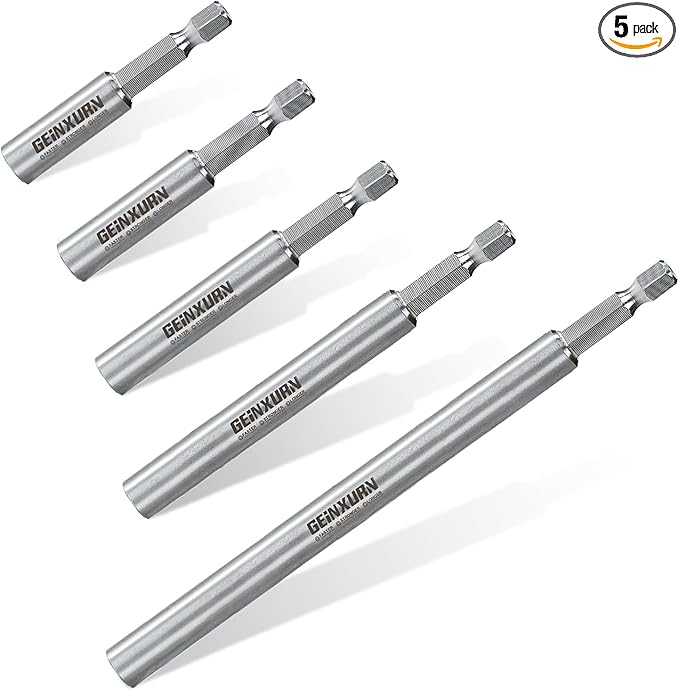 5PACK Stainless Screwdriver Bit Holders,Multi Length Extension Socket Drill Bit Magnetic Holder Hex Shank Quick-Change Drill Bit Guide(2" 2.5" 3" 4" 6")
