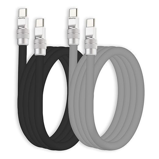 chubbycable Couple Chubby 2-Pack 240W USB C Cable Extra Thick Silicone Fast Charging Cable Compatible with iPhone 17-15 Series iPad Galaxy Series, Black+Gray, Type-C to Type-C, 19.6FT
