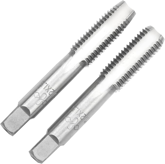 Aceteel M12 X 1.5 Metric Hand Tap, Right Hand M12 X 1.5mm Threading Hand Tap 1Pair