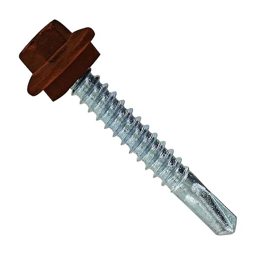 Fasteners Plus ST Fastening #12 x 1-1/2" Maxx Steelbinder Metal Roofing Screws Metal-to-Metal Brown (Pack of 250)