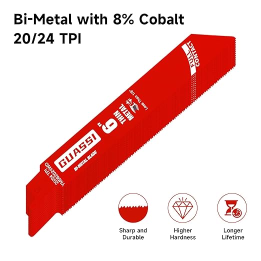 15 Pack 6 inch 20/24 TPI Reciprocating Saw Blade, Bi-Metal Sawzall Blades for Less 1/8" Thin Metal, PVC Nails Screw Soft Metals Steel Pipe, Longer Life Faster Smooth Cutting Speed, for Diablo DS0620BF