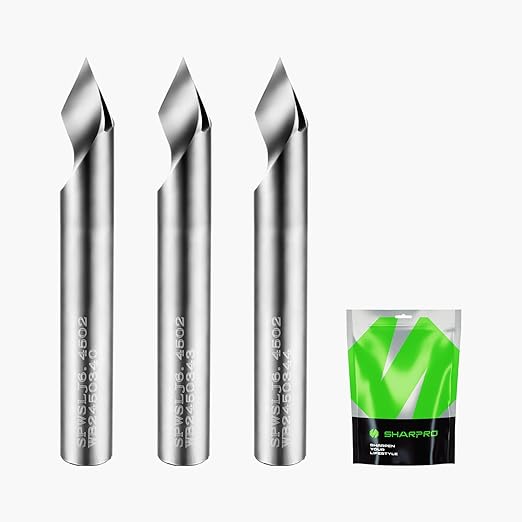 SHARPRO Chamfer Router Bits V Groove O Flute Spiral Router Bit 45 Degree 1/4 Inch Shank CNC Carbide V-bit for Engraving and Chamfering Lettering, Ideal for Wood, Acrylic and PVC (3PCS)