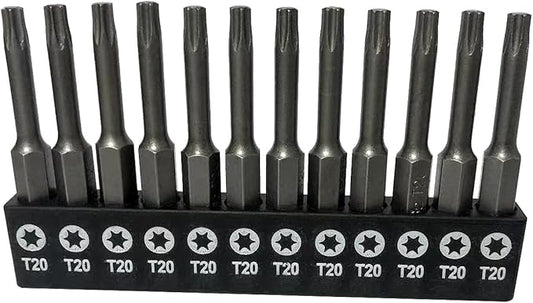 aiyun 12-Piece T20 Security Bits, 2 Inch long S2 Steel Magnetic Security Screwdriver Set, 6 Point Star Driver Bit Set Screwdriver (50mm T20)