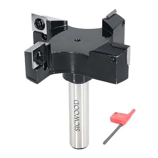Slab Flattening Router Bit 1/2 Shank, Exra Large 3" Cutting Dia 4-Wing, Insert Carbide CNC Spoilboard Surfacing Router Bit, Wood Planer Planing Bit for Flycutter/Slab Leveler/Rabbeting by SICWOOD