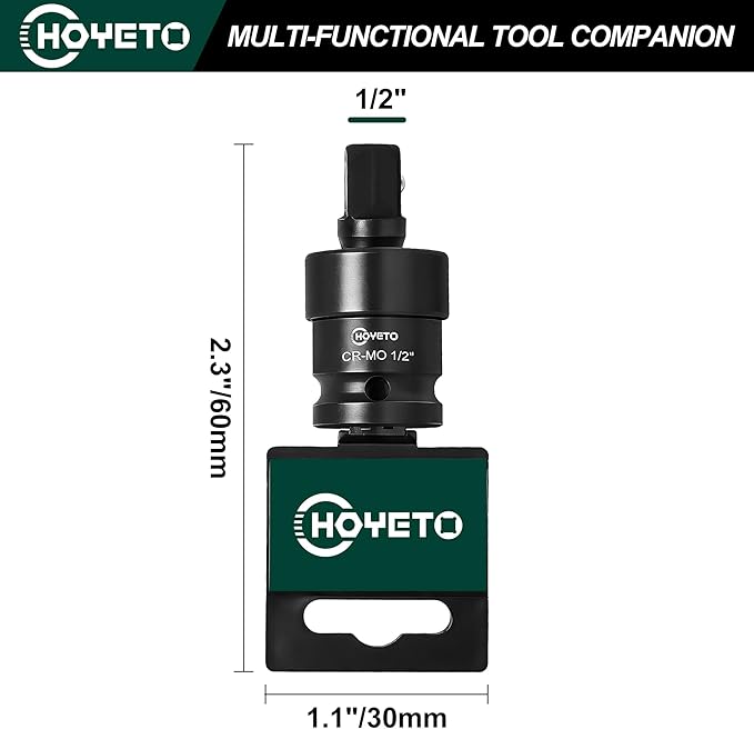 1/2" Impact Swivel Socket Set, Universal Joint Socket Adapter Kit with 360-Degree Rotatable Swivel, Cr-Mo Steel Wobble Extension Set for Heavy-Duty Maintenance