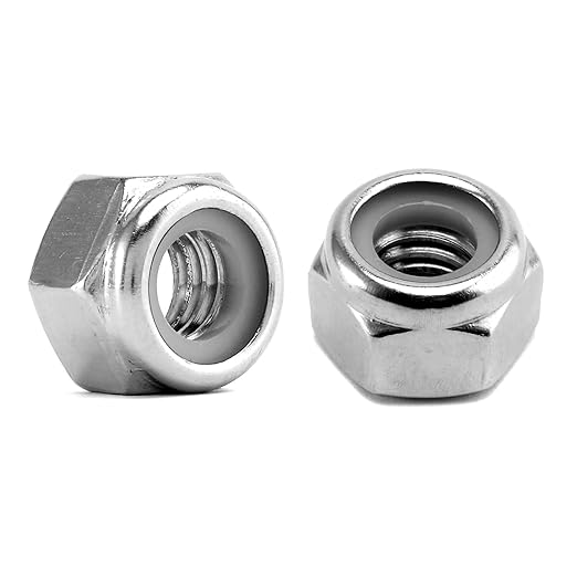 5/16-18 Nylon Insert Hex Lock Nuts 100Pcs 304 Stainless Steel Locknuts, Hex Drive, Bright Finish, by SG TZH